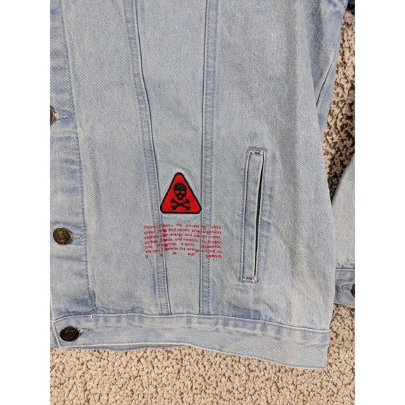 SAVAGE NATURE Appliqué RUE 21 Embellished Jean Jacket SZ XL Punk Retro Indie SK8 - Picture 5 of 12
